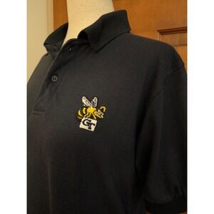 60s/70s‎ Georgia Tech VTG Buzz Polo Shirt Women M Black College Wear Gepner RARE